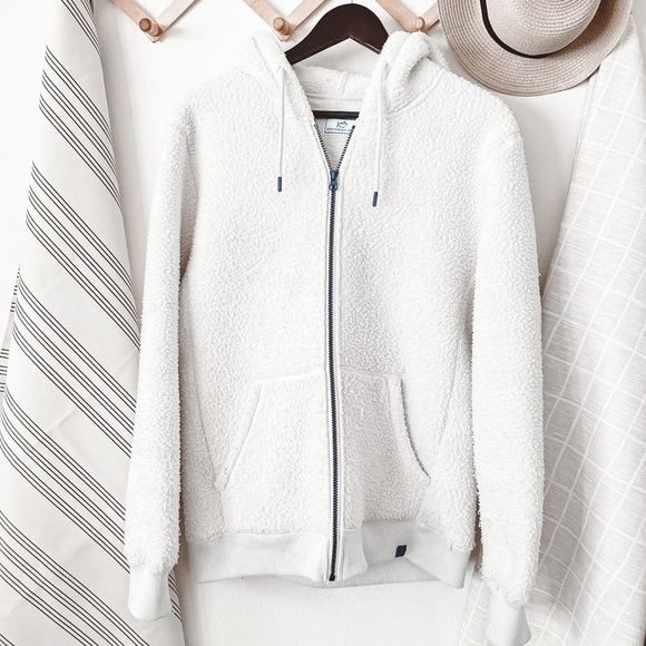 Southern Tide White Sherpa Zip Up Hoodie - Picture 2 of 6